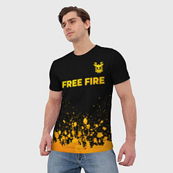 Футболка мужская Free Fire - gold gradient: символ сверху, цвет: 3D-принт — фото 2