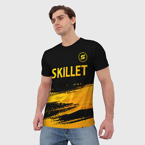 Мужская футболка Skillet - gold gradient: символ сверху / 3D-принт – фото 3