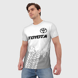 Футболка мужская Toyota speed на светлом фоне со следами шин: симво, цвет: 3D-принт — фото 2