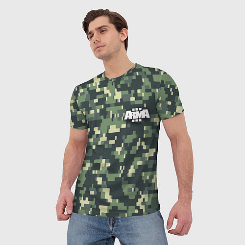 Мужская футболка Арма 3 - зелёное хаки / 3D-принт – фото 3