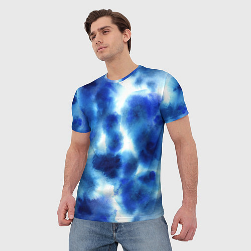 Мужская футболка Акварельные абстрактные пятна напоминающие космос / 3D-принт – фото 3