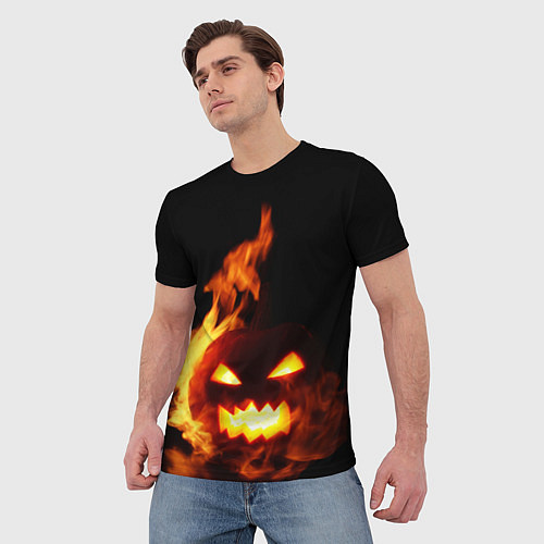 Мужская футболка Тыква в огне / 3D-принт – фото 3