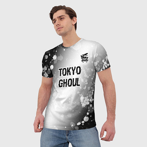 Мужская футболка Tokyo Ghoul glitch на светлом фоне: символ сверху / 3D-принт – фото 3