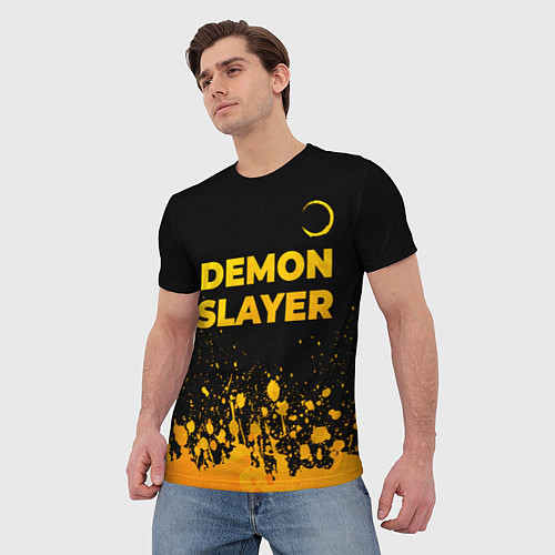 Мужская футболка Demon Slayer - gold gradient: символ сверху / 3D-принт – фото 3