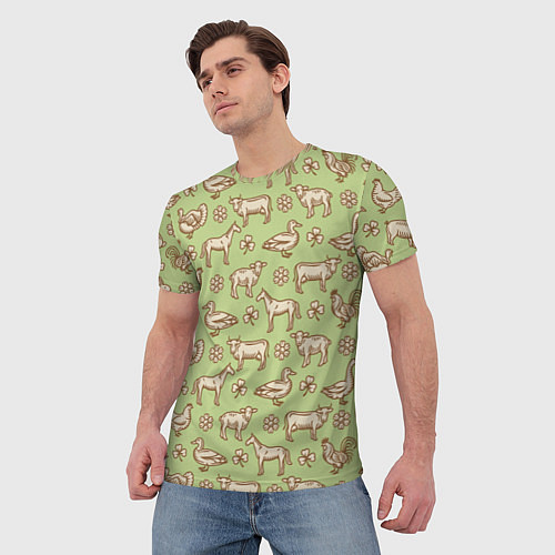 Мужская футболка Фермерские животные / 3D-принт – фото 3