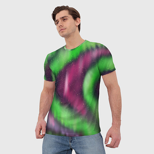 Мужская футболка Абстрактное северное сияние / 3D-принт – фото 3