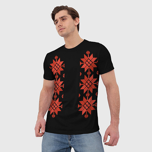 Мужская футболка Удмуртский - вертикаль black 2 / 3D-принт – фото 3