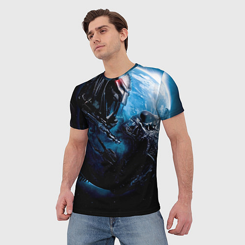 Мужская футболка Чужой и хищник на планете / 3D-принт – фото 3