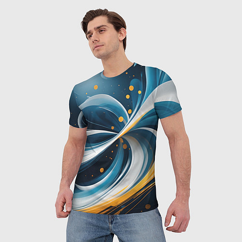 Мужская футболка Закрученная абстракция от нейросети / 3D-принт – фото 3