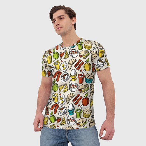 Мужская футболка Завтрак - цветной / 3D-принт – фото 3