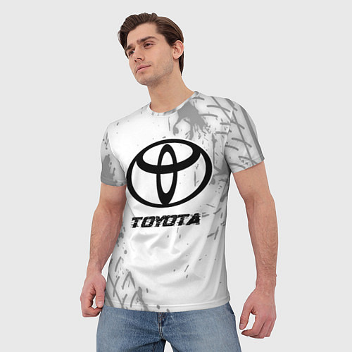 Мужская футболка Toyota speed на светлом фоне со следами шин / 3D-принт – фото 3