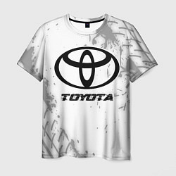 Футболка мужская Toyota speed на светлом фоне со следами шин, цвет: 3D-принт