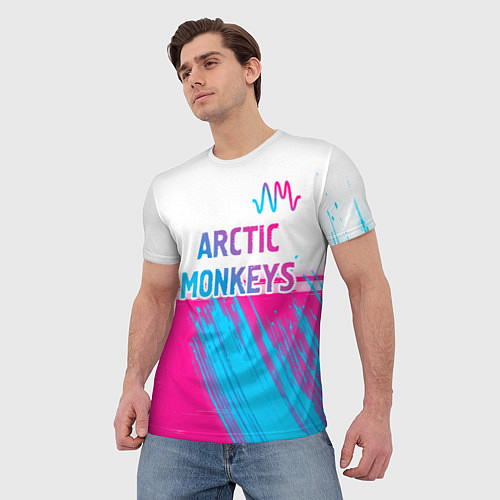 Мужская футболка Arctic Monkeys neon gradient style: символ сверху / 3D-принт – фото 3