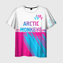 Футболка мужская Arctic Monkeys neon gradient style: символ сверху, цвет: 3D-принт