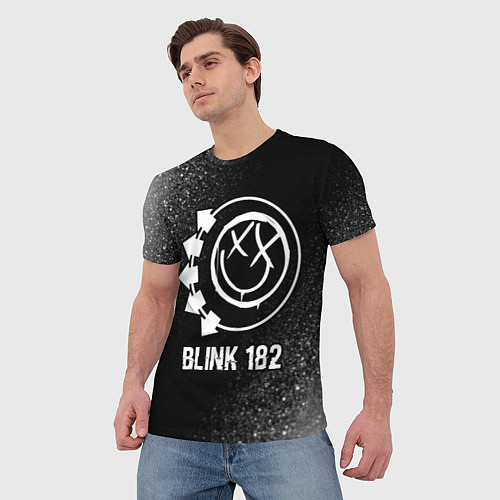 Мужская футболка Blink 182 glitch на темном фоне / 3D-принт – фото 3
