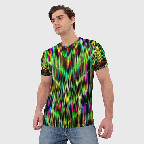 Мужская футболка Абстрактный паттерн из полос / 3D-принт – фото 3