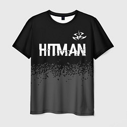 Футболка мужская Hitman glitch на темном фоне: символ сверху, цвет: 3D-принт