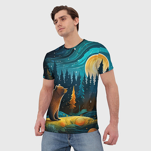 Мужская футболка Хозяин тайги: медведь в лесу / 3D-принт – фото 3