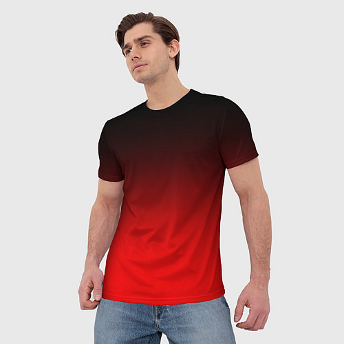 Мужская футболка Градиент: от черного до ярко-красного / 3D-принт – фото 3