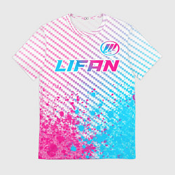 Футболка мужская Lifan neon gradient style: символ сверху, цвет: 3D-принт
