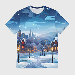 Футболка мужская Новогодний город, цвет: 3D-принт