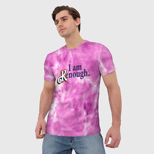 Мужская футболка I am kenough - розовый тай-дай / 3D-принт – фото 3