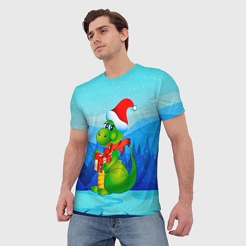 Мужская футболка Дракон с подарком новый год / 3D-принт – фото 3