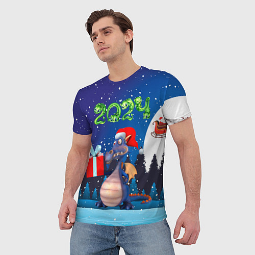 Мужская футболка Cиний дракон / 3D-принт – фото 3