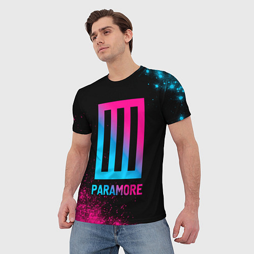 Мужская футболка Paramore - neon gradient / 3D-принт – фото 3