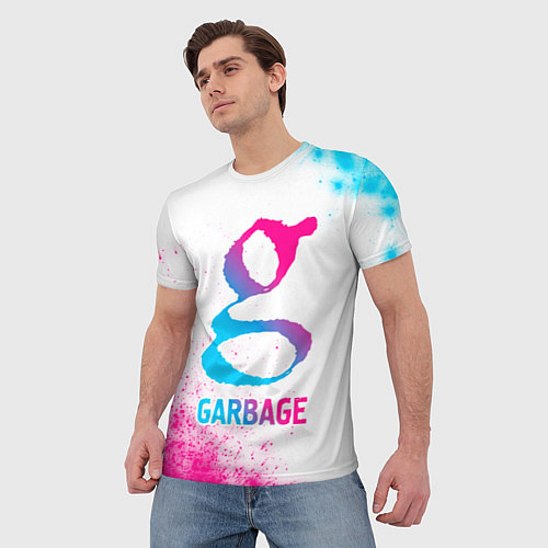 Мужская футболка Garbage neon gradient style / 3D-принт – фото 3