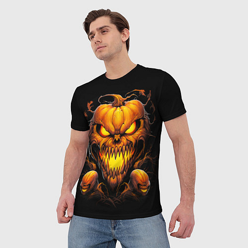 Мужская футболка Evil pumpkin / 3D-принт – фото 3