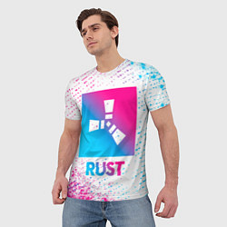 Футболка мужская Rust neon gradient style, цвет: 3D-принт — фото 2