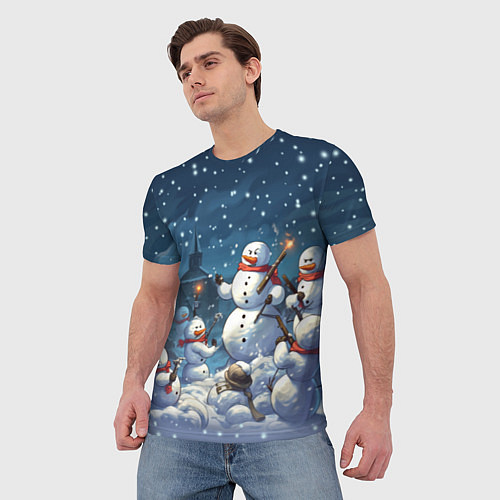 Мужская футболка Снежный бой / 3D-принт – фото 3