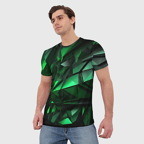 Мужская футболка Green abstract / 3D-принт – фото 3