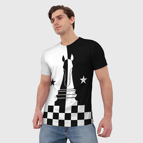 Мужская футболка Шахматный конь / 3D-принт – фото 3