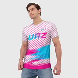 Футболка мужская UAZ neon gradient style посередине, цвет: 3D-принт — фото 2
