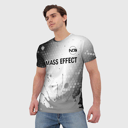 Мужская футболка Mass Effect glitch на светлом фоне посередине / 3D-принт – фото 3