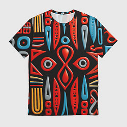 Футболка мужская Красно-синий узор в африканском стиле, цвет: 3D-принт