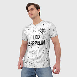 Футболка мужская Led Zeppelin glitch на светлом фоне посередине, цвет: 3D-принт — фото 2