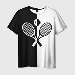 Футболка мужская Теннис - чёрно белое, цвет: 3D-принт