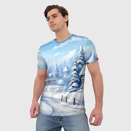 Мужская футболка Снежный зимний фон / 3D-принт – фото 3