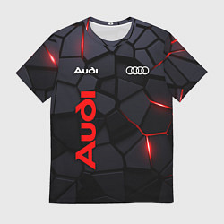 Футболка мужская Audi черные плиты с эффектом свечения, цвет: 3D-принт