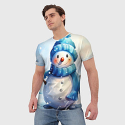 Футболка мужская Большой снеговик, цвет: 3D-принт — фото 2