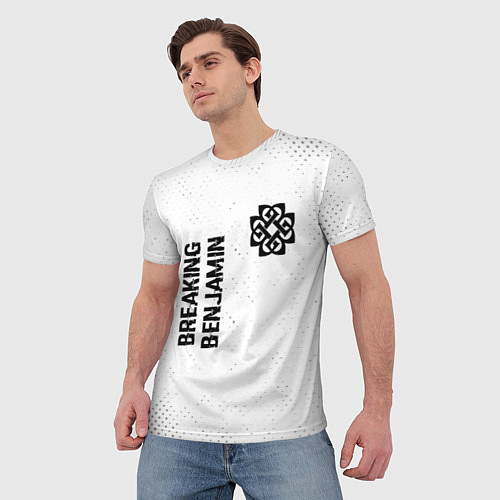 Мужская футболка Breaking Benjamin glitch на светлом фоне вертикаль / 3D-принт – фото 3