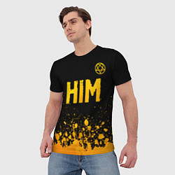 Футболка мужская HIM - gold gradient посередине, цвет: 3D-принт — фото 2