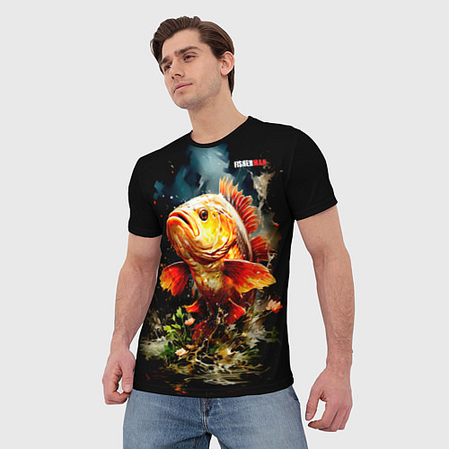 Мужская футболка Carp fisherman / 3D-принт – фото 3
