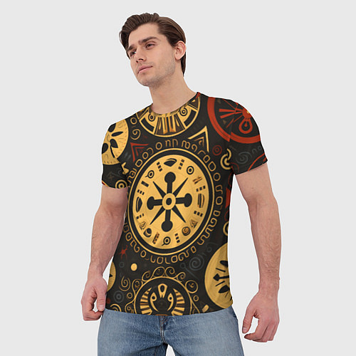 Мужская футболка Узор в славянском стиле на тёмном фоне / 3D-принт – фото 3