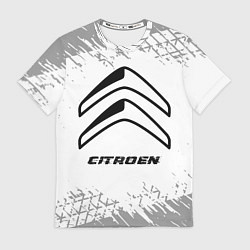 Футболка мужская Citroen speed на светлом фоне со следами шин, цвет: 3D-принт