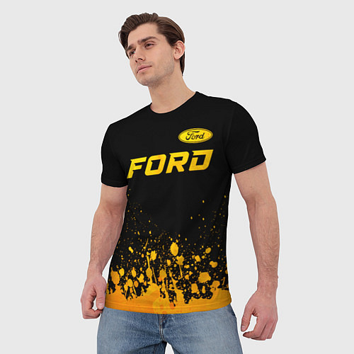Мужская футболка Ford - gold gradient посередине / 3D-принт – фото 3