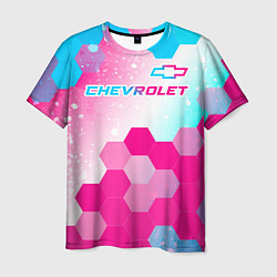 Футболка мужская Chevrolet neon gradient style посередине, цвет: 3D-принт